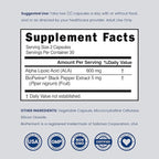 Alpha Lipoic Acid 600mg per Serving 60 Capsules - Potent Antioxidant for Neuropathy and Cardiovascular Health (ALA Supplement) - Third Party Tested, Non-GMO, Gluten Free, Vegan & USA Made