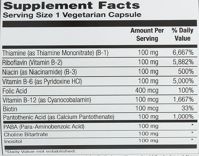Solaray - B-Complex, 100 mg, 100 capsules