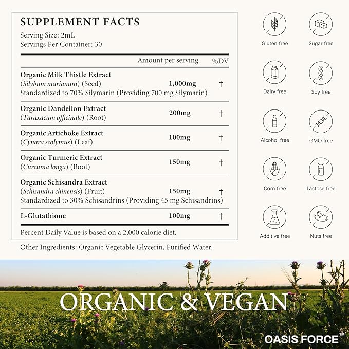 2 Pack Milk Thistle Drops for Liver Cleanse Detox & Repair, Milk Thistle Extract Liquid Supplement with Dandelion & Artichoke for Liver Support, Vegan, Organic, Alcohol-Free, 4 FL OZ