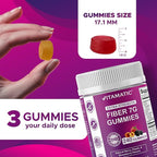 Vitamatic Prebiotic Fiber Gummies for Adults, 7G Extra Strength, Zero Sugar Added, 240 Pectin Based Gummies, Digestive Health & Regularity Support