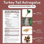 Teeccino Mushroom Herbal Tea - Turkey Tail Astragalus Toasted Maple - Caffeine Free, Prebiotic, 3x More Herbs - 25 Tea Bags