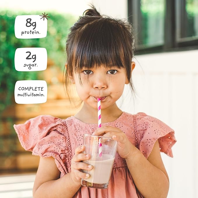 Vanilla Mighty Milk - Kids All-in-One Daily Protein Powder & Multivitamin Boosted with 2 Billion Probiotics & Organic Spinach - Natural Flavors, Colors & Sweeteners - 15-30 Servings