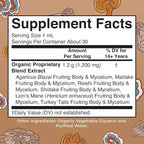 MARYRUTH'S Mushroom Complex | Lion's Mane | Turkey Tail | Reishi Mushroom | Shiitake Mushrooms | Alcohol Free | Mushroom Blend | Organic | Non-GMO | Vegan | 30 Servings