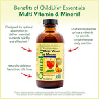 CHILDLIFE ESSENTIALS Kids Multivitamin & Mineral - Kids Vitamins, Liquid Multivitamin for Kids, Toddler Multivitamins, Liquid Vitamins, Baby Multivitamin - Natural Orange & Mango, 8 Fl Oz (Pack of 2)