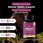 AMU NUTRITION Shilajit Gummies for Men & Women with Aronia Berries Fulvic Acid & 85+ Trace Minerals I Men,Women I Non-GMO I Lab Tested I 100% Natural I 60 Gummy (60 Count (Pack of 1), Aronia Berries)