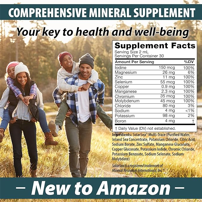 Trace Mineral Complex | Full Spectrum Minerals | Ionic Liquid Mineral Drops for Water | Electrolytes, Hydration Supplement | 2 fl oz Glass Bottle