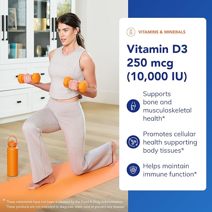 Pure Encapsulations Vitamin D3 250 mcg (10,000 IU) - Supplement to Support Bone, Joint, Breast, Heart, Colon & Immune Health - with Premium Vitamin D - 120 Capsules