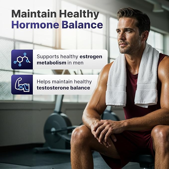 DIM for Men 350mg High Potency with BioPerine® & Broccoli Extract – 455mg Total Complex for Estrogen Balance & Hormone Optimization, Advanced DIM Supplement for Men, Clean Absorption Formula, 60 Caps