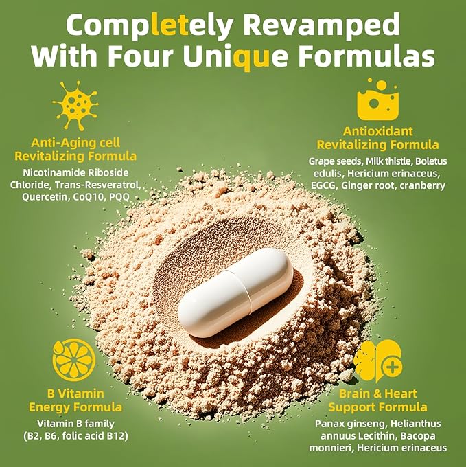 NAD+ Supplement for Women with Resveratrol , 20-in-1 NAD Plus Supplement with Liposomal Nicotinamide Riboside Boost NAD+ Levels for Cell Repair Energy, Antioxidant,Focus - 60 Vegan Capsules