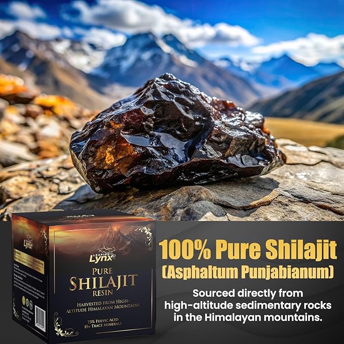 Himalayan Shilajit Resin 1,000 mg – 85+ Trace Minerals, Gold-Grade Organic Fulvic Acid | Alpine-Harvested, Sun-Dried & Lab-Purified | Energy, Vitality, Immune & Cardiovascular Support | Non-GMO