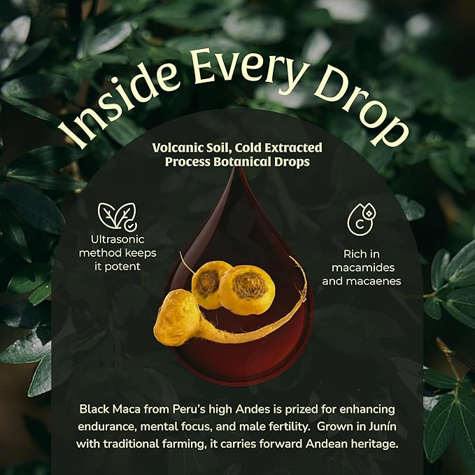 Black Maca Extract 50ml – Andean Plant-Based Ingredient for Endurance, Focus & Vitality | Traditionally Used for Generations | Vegan, Non-GMO Clean Maca Root Drops – 60 Servings