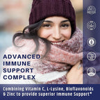 AgeImmune Vitamin C 1000mg Complex with L-Lysine 500mg, Zinc 12mg, Bioflavonoids 300mg. Doctor Formulated Magnesium Stearate Free Supplements for Healthy Immune System Support.(1)