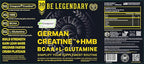 Creapure® German Creatine + HMB | Build Strength | Gain Lean Muscle | Recover Faster | Crush Plateaus | 5G Creapure® Creatine Monohydrate | 3G HMB | 8G BCAA | 5G L-Glutamine | 30 Servings | Unflavored