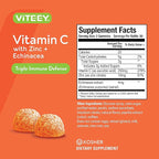 VITEEY Vitamin C Gummies for Adults & Teens with Zinc & Echinacea - Immune Support Gummies - Immune Booster - Vegan, Gelatin Free, Gluten Free, GMO Free - Tasty Vitamin C Chewable Orange Flavored