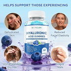 1000mg Hyaluronic Acid & Collagen Peptide Supplements with Biotin, Vitamins C & E - Hair Skin Nails Health Support for Men & Women, Blueberry Flavor, Gluten-Free 60 Gummies