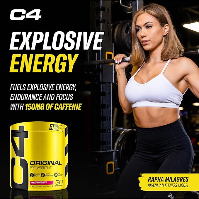 C4 Original Pre Workout Powder Watermelon Sugar Free Preworkout Energy Supplement for Men & Women 150mg Caffeine + Beta Alanine + Creatine 30 Servings