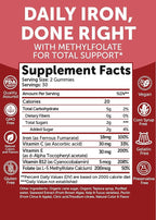 Lunakai USA Made Vegan Iron Gummies 5-in-1 with Methylfolate, Vitamin C, E & B12 - Daily Chewable Iron Supplement for Women, Men & Kids - Energy & Blood Health Support, Non-GMO, 60ct