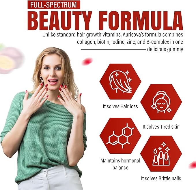 Everyday Glow Biotin 6000mcg & Marine Collagen Gummies | Advanced Dietary Supplement for Hair Skin and Nails Vitamins with B-Complex, Zinc, Vitamin C & E | Passion Fruit, Non-GMO, 60ct