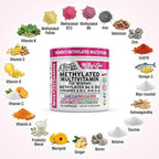 Methylated Multivitamin for Women Vitamins B6 Methyl B12 A B C D K E Folate Choline Omega 3 Thiamine Riboflavin Iron Iodine Magnesium Zinc Selenium Copper Calcium 90 Capsules by Clean Nutra