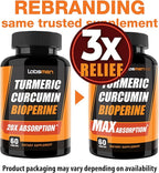 Just One Vegan Turmeric Curcumin Capsule a Day – 95% Curcuminoids Turmeric Curcumin 3X Formula with BioPerine® Black Pepper – Extra Strength – Supports Joint Comfort & Healthy Lifestyle – 2 Months