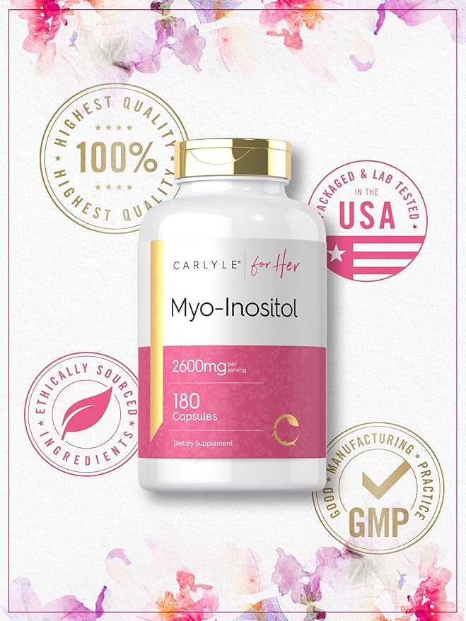 Carlyle Myo-Inositol Supplement for Women | 2600mg | 180 Capsules | Extra Strength | Non-GMO, Gluten Free