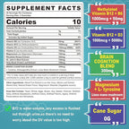 Focus Memory & Energy Gummies, L-Tyrosine + Methyl B12 1000mcg, B6 50mg, D3 C, Lion's Mane Mushroom, for 15+ Students, Office Worker, Multivitamin, Herb Blend for Seniors Brain & Cognition, Sugar Free