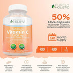 Purely Holistic Grape Seed Extract 400mg + Vitamin C 1000mg Time Release Bundle - 615 Vegan Capsules - Made in USA