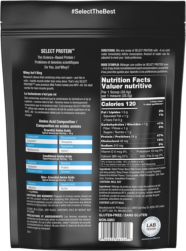 PEScience Select Protein Powder, Whey and Casein Blend, Lean Protein Powder for Women and Men, Low Calorie, Low Carb, Keto Friendly, Gluten Free, Frosted Chocolate Cupcake - 5 Servings