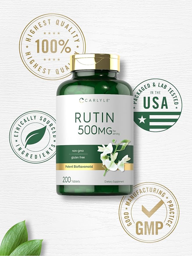 Carlyle Rutin Supplement 500mg | 200 Tablets | Vegetarian, Non-GMO, Gluten Free