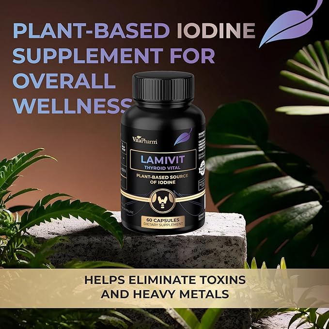 LAMIVIT Plant-Based Iodine Supplement for Thyroid Support – Natural Sea Kelp (Laminaria) Iodine Source – 150 mcg Iodine per Capsule – Non-GMO, Vegan, Made in EU – 60 Capsules