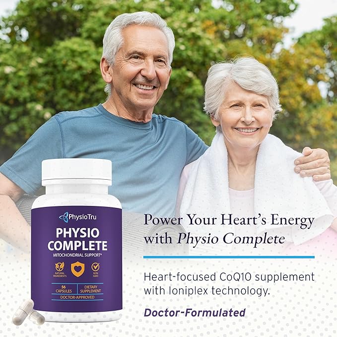 PhysioTru Physio Complete CoQ10 Supplement - Superior Nutrient Absorption, Antioxidant & Energy Support - Coenzyme Q10 Ubiquinone with Fulvic Acid, Magnesium Taurate & Reishi Extract - 3 Pack