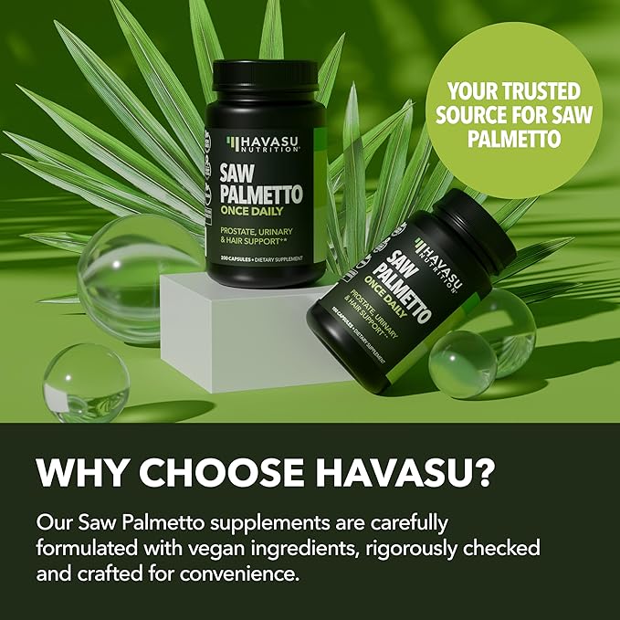 Saw Palmetto for Men Prostate Health Supplement to Promote Urinary Tract Function - 500mg Per Serving - 200 Count - DHT Blocker Hair Vitamin - Vegan, Non-GMO Capsules, Over 6 Month Supply