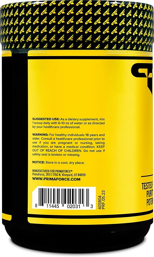 Primaforce L-Glutamine Powder 500 Grams (1.1 LBS) Unflavored - Pure L-Glutamine Powder, 5g per Serving, GMO-Free, Gluten-Free, 100 Servings