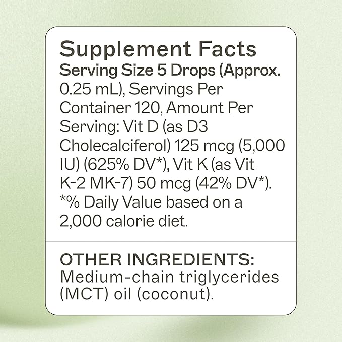 Amy Myers MD D3 K2 - Dietary Supplement Supports Immune System Health - Aid Liquid Bone & Heart Health - Daily Liquid Vitamin D3 & K2 Supplement - Multivitamin with Non-GMO Formula - 1 fl oz