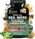 Organic Irish Sea Moss Capsules 120 Count –16 in 1 Sea Moss Supplement with Black Seed Oil, Ashwagandha, Turmeric & Ginger, Bladderwrack & Burdock Root, Vitamin D3 –Organic, Vegan, Halal, Non-GMO