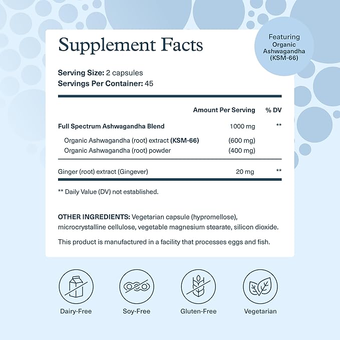 Youtheory Ashwagandha - with Organic KSM-66 Ashwagandha - Herbal Blend to Support Stress Relief & Energy Levels* - Helps Support Mood* - 1,000 mg - 90 Vegetarian Capsules (45-Day Supply)