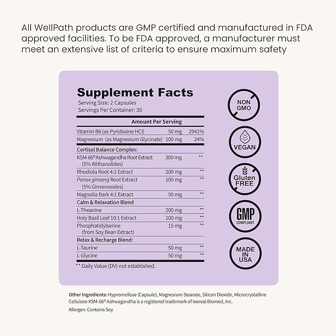 WellPath Mind Brain Supplement for Memory and Focus with Lion's Mane and Soothe Cortisol Manager with KSM-66® Ashwagandha & L-Theanine