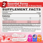 Vitamin K2 Gummies MK-7 200 mcg & MK-4 500 mcg for Women & Men Sugar Free, Perfect 2-IN-1 Full Spectrum Vitamin K2 Supplement for Bone, Promotes Calcium Absorption, Brain, Teeth, Immune, Pack of 2