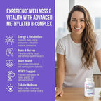 Methylated B-Complex Vitamins - Complete Bioactive Methyl B-Vitamins B12 B6 B9 5-MTHF for Energy Heart Brain & Methylation - Women Men Bio Active Nutrients MTHFR Multivitamins Support