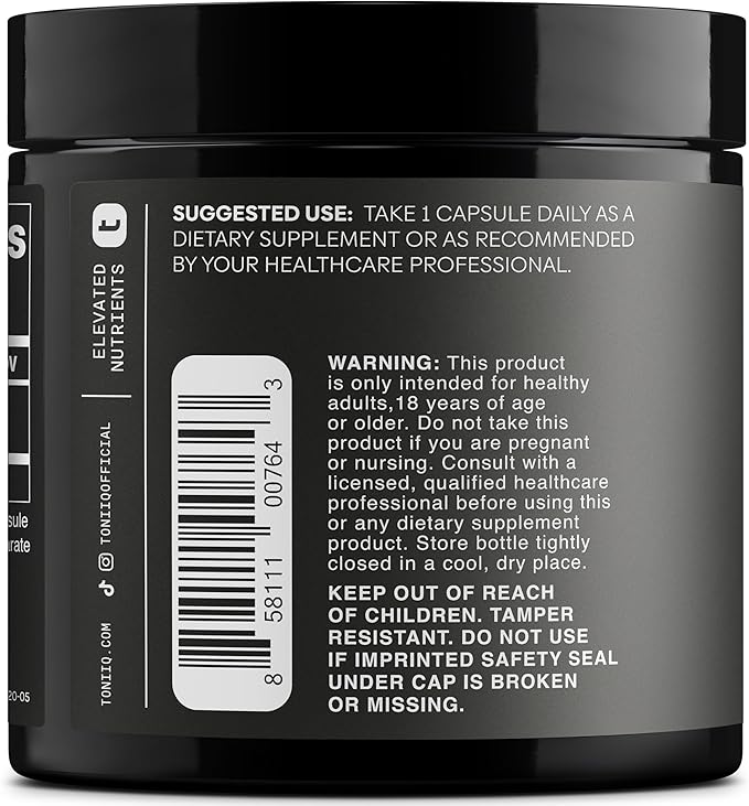 Toniiq 99%+ 20mg Supplement - Ultra High Purity PQQ 20mg Concentrated Formula - PQQ 20 mg 120 Capsules - Pyrroloquinoline Quinone Supplement - 1 Capsule Serving - Vegetarian Capsules