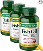 Nature's Bounty Fish Oil Omega 3 Supplements - Supports Heart Health,1200 Mg Fish Oil,Omega-3,200 Softgels,(Pack of 3)