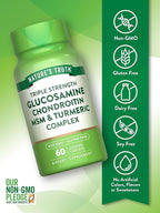 Nature's Truth Glucosamine Chondroitin MSM Complex | 60 Caplets | with Turmeric | Triple Strength Formula | Non-GMO and Gluten Free Supplement