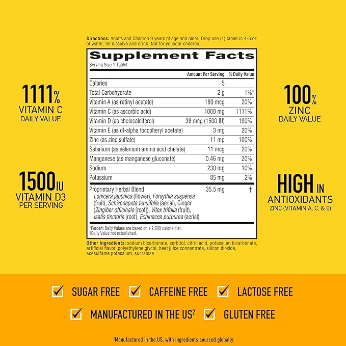Airborne Variety Pack 1000mg Vitamin C with Vitamin D & Zinc, Sugar Free Multivitamin Immune Support Supplement, Antioxidants Vitamins A C & Vitamin E, 30 Effervescent Tablets, Citrus + Verry Berry