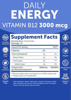 Lunakai USA Made Vegan Energy Gummies – Daily Energy Supplements – 3000mcg Vitamin B12 Gummies for Women & Men – for Home or On‑The‑Go Use - 3 Pack