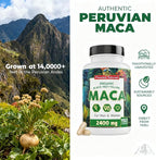 Peruvian Naturals Organic Maca Root Capsules for Women & Men, 2400 mg, 300 Vegan Pills with Black, Red & Yellow Root, Gelatinized, Non-GMO, Pack of 2