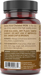DEVA Nutrition Vegan Chelated Iron 29 mg Fortified with B-12 - High Potency, Easy to Swallow - 90 Tablets, 2-Pack