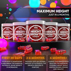 BIOTEQUELAB Height Growth Increase Gummies Vitamins, Grow Tall Supplement, Calcium, Magnesium, Zinc, Ashwagandha, Glucosamine Multivitamin for Teens, Kids, 120 Gummies