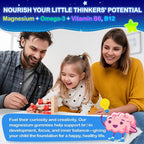 Kids Magnesium Glycinate Gummies - Magnesium Glycinate Supplement 200mg with L-theanine Omega-3 Calcium Vitamin D3 & B12 for Kids Natural Zzz at Bedtime & Overall Health - Sugar Free & Non-GMO