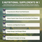 Abundant Earth Whole Food Multivitamin for Women Daily Multi Vitamins Supplements for Men Mens Multivitamins + B Complex, Probiotic Multi Enzyme, Omegas for Organic Energy Mood Digestion 90ct-4pk