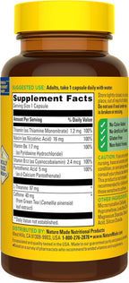 Nature Made Focus Boost Capsules, Green Tea Caffeine + L Theanine, B Vitamins, Fast Acting Focus Supplement, 30 Capsules, 30 Day Supply
